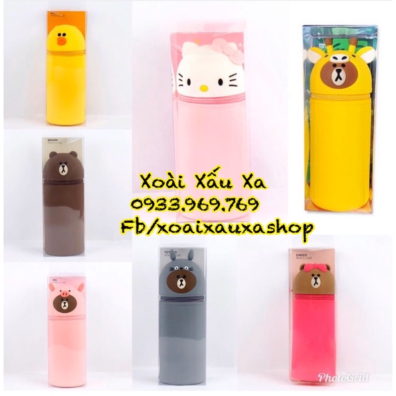 HỘP BÚT SILICONE DÂY KÉO HOẠT HÌNH DISNEY POOH, STITCH, MARVEL, LINE...