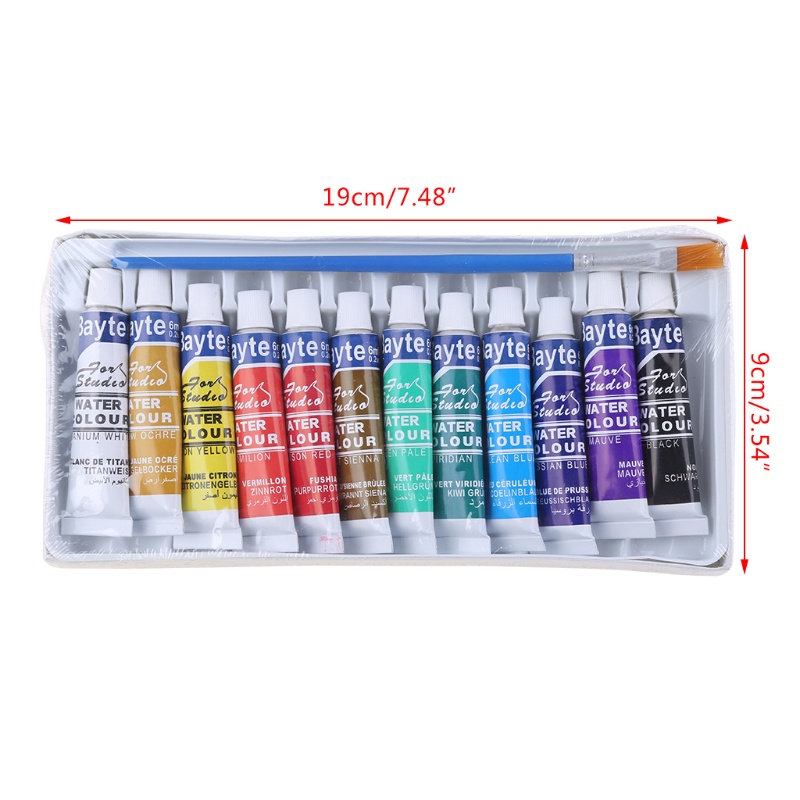 Set 12 ống màu nước 6ml kèm cọ vẽ tiện dụng