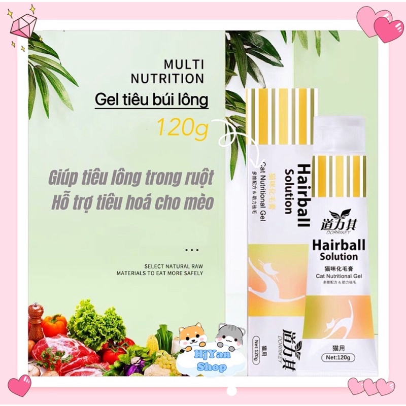 Gel dinh dưỡng cho mèo chó thú cưng / gel tiêu búi lông cho mèo Dorrikey