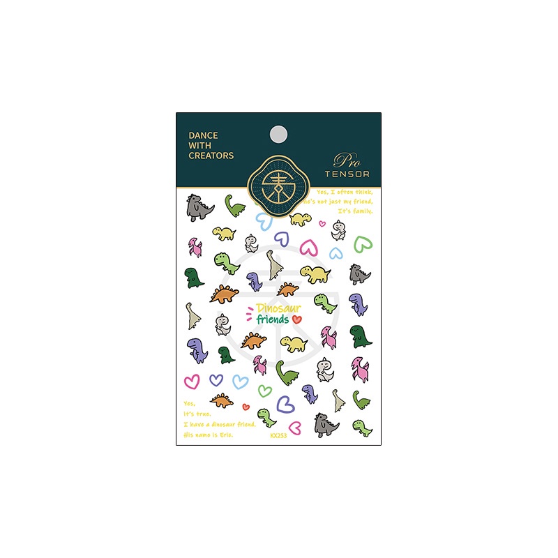 Miếng Dán Trang Trí Móng Tay Hình Khủng Long Hoạt Hình Nhiều Màu Sắc