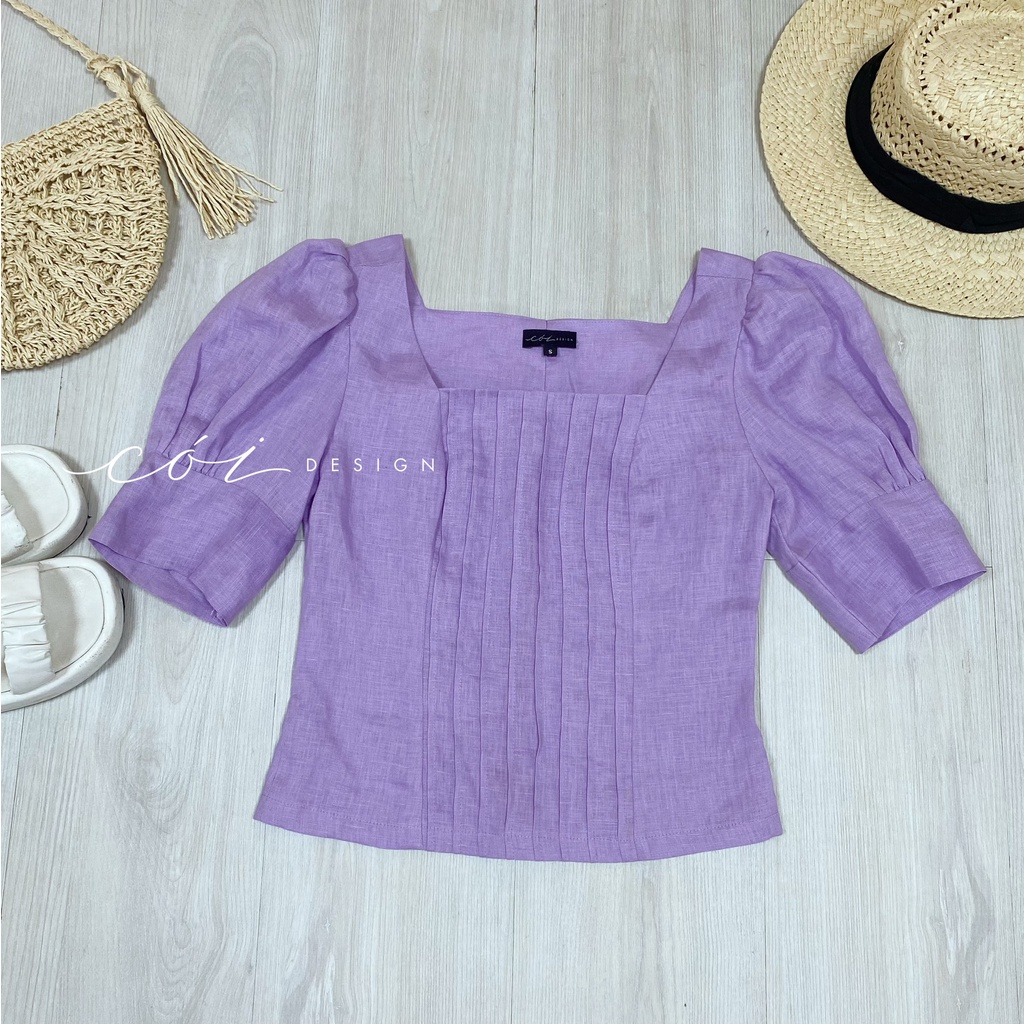Áo linen cổ vuông tay phồng  Cói Design