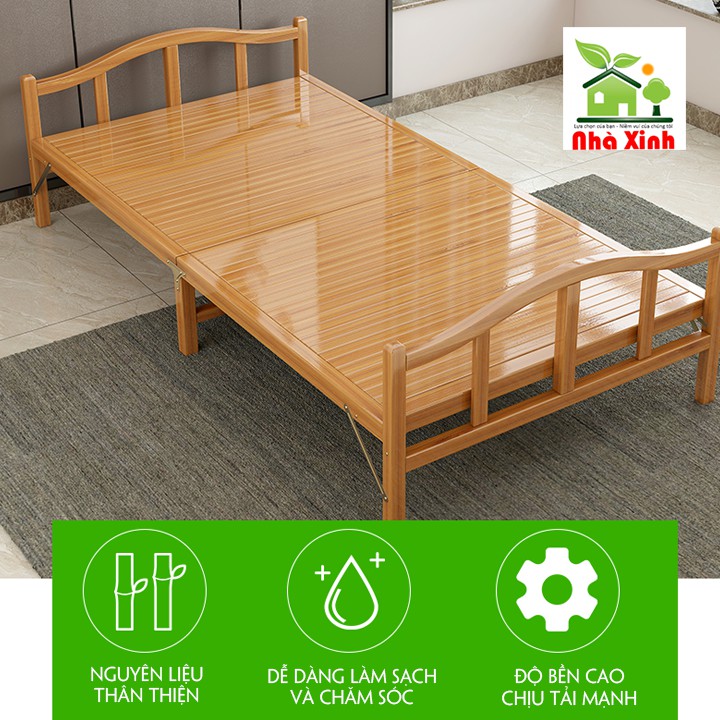 Giường tre gấp gọn nằm thư giãn  siêu đẹp KT : 195 x 80 cm ( Vàng Đậm, Vàng Kem )