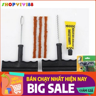 Bộ vá lốp không săm xe máy ô tô đa năng 6 chi tiết