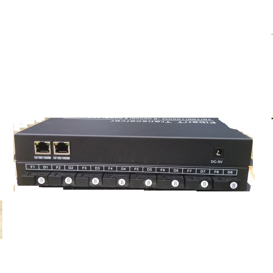 Switch quang 8 cổng SC + 2 cổng RJ45 1000Mbps