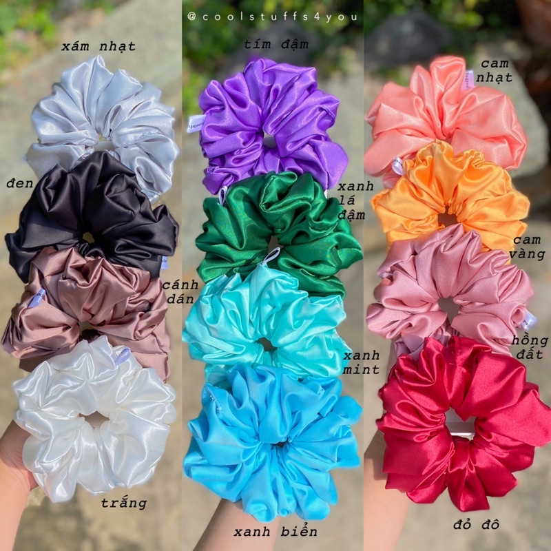 Buộc Tóc Scrunchies Lụa Mềm Mịn Size Trung