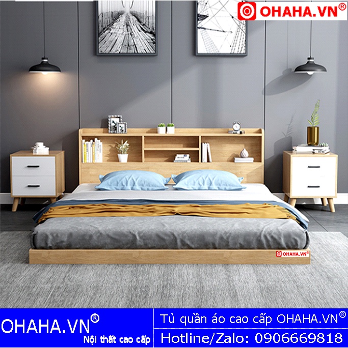 Giường Ngủ Gỗ Công Nghiệp Cao Cấp GN105 OHAHA ( 1m8x2m) -  Mang Phong cách Nhật Bản Kiểu Nội Thất Lắp Ráp