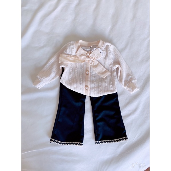 Sét bộ xinh cho bé, sét áo len mix quần ống loe cho bé gái 9-18kg