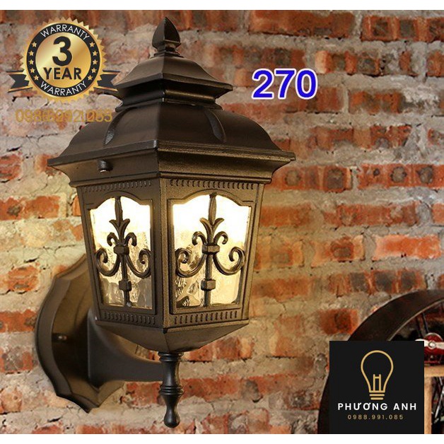 Đèn Tường Ngoại Thất Mã 270 Màu Đen Chính Hãng Trang Trí Ngoại Thất Sân Vườn, Hành Lang- Đèn Phương Anh