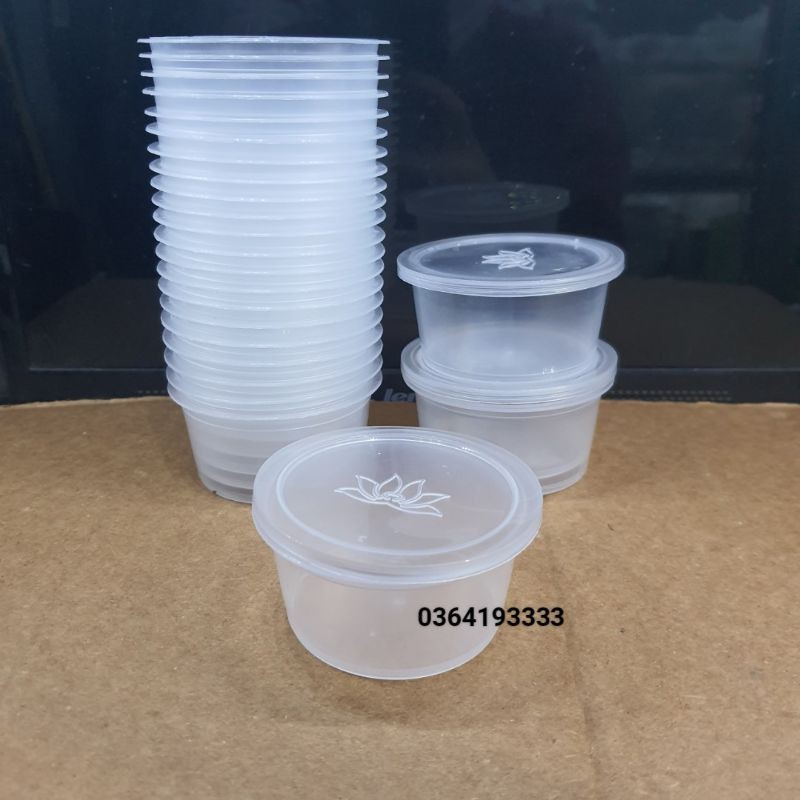 Combo 10 hũ nhựa flan, caramen 75ml loại Sài gòn hoa sen dày đẹp