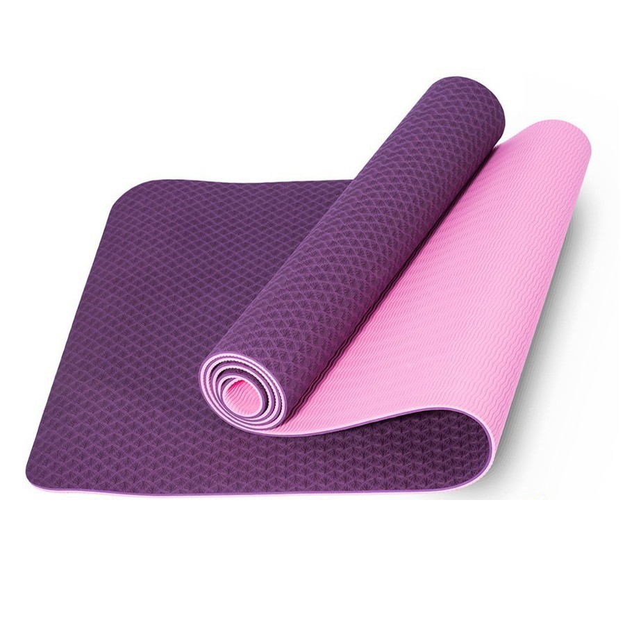 Thảm tập Yoga - gym tại nhà 2 lớp cao cấp chống thấm nước, mat mặt TPE loại dày đẹp 6mm, 8mm