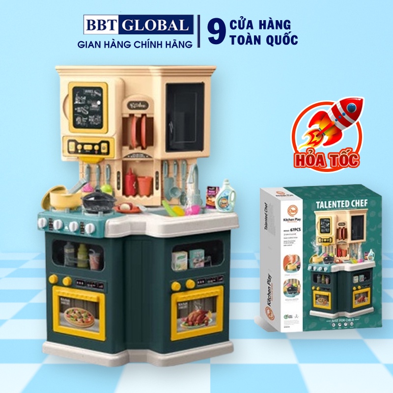 Đồ chơi nấu ăn nhà bếp BBT GLOBAL kiểu mới nhiều chi tiết, hiệu ứng cho bé 922-139