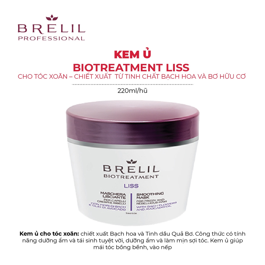 Dầu Gội Và Kem Ủ Xả Brelil Biotreatment 250ml Dưỡng Tóc Chuẩn Salon nhập khẩu từ Ý