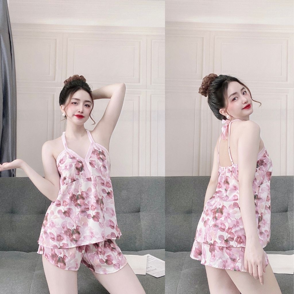 Đồ ngủ sexy❣️FREE SHIP❣️Đồ ngủ nữ Satin cao cấp mềm mại xinh xắn&lt;65kg