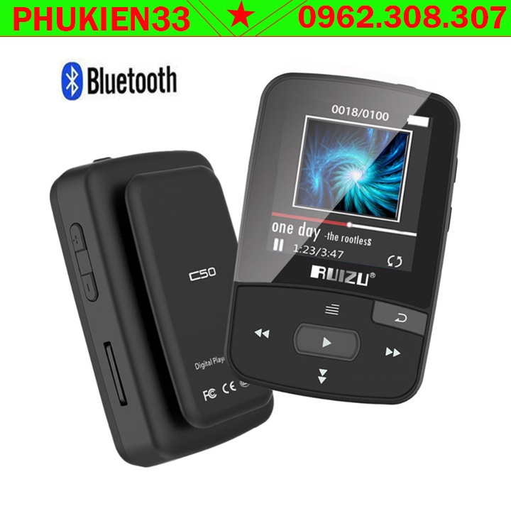 Máy nghe nhạc bluetooth Ruizu X50 kiểu dáng thể thao, phù hợp với các hoạt động thể chất ngoài trời.
