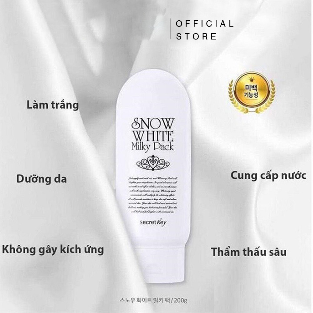 Kem Dưỡng Trắng Da toàn thân Snow white milky pack secret key chính hãng Hàn Quốc 200ml NPP Shoptido