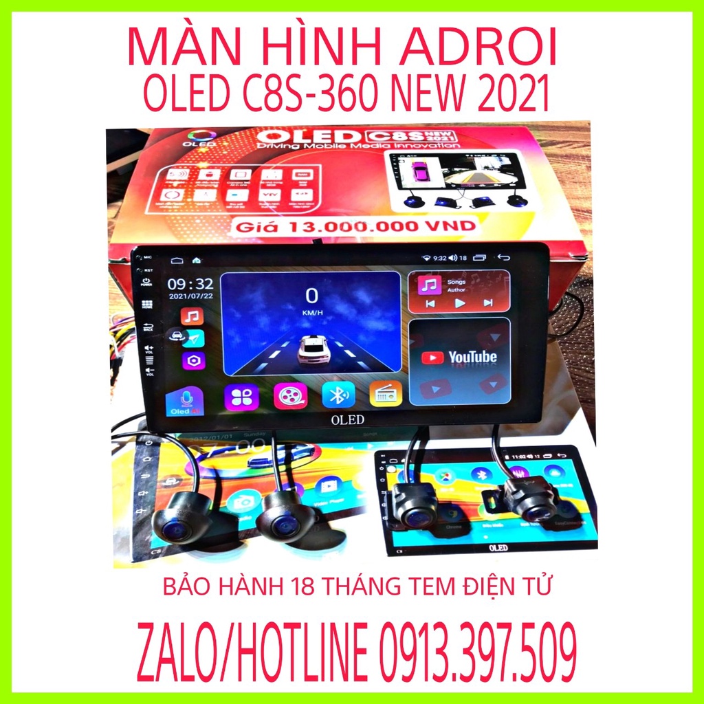 Màn Hình Android OLED C8s Tích Hợp Camera 360 Ram 3-32 Chip 8 Nhân (Bảo Hành Điện Tử 18 Tháng)