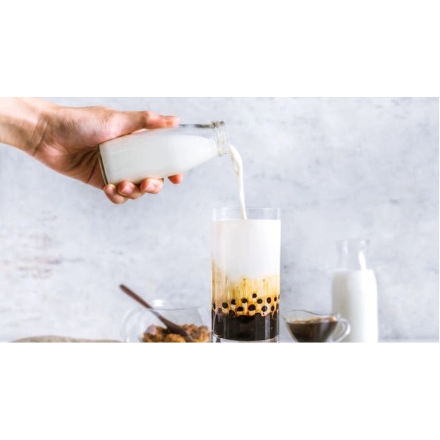 Sữa tươi trân châu đường đen Bếp xíu xiu, Set nguyên liệu 3 vị cacao, matcha, vani