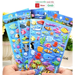 Sticker 3D chống thấm thế giới biển dán cho bé đồ chơi dán giải trí học thêm về con vật động vật dưới biển