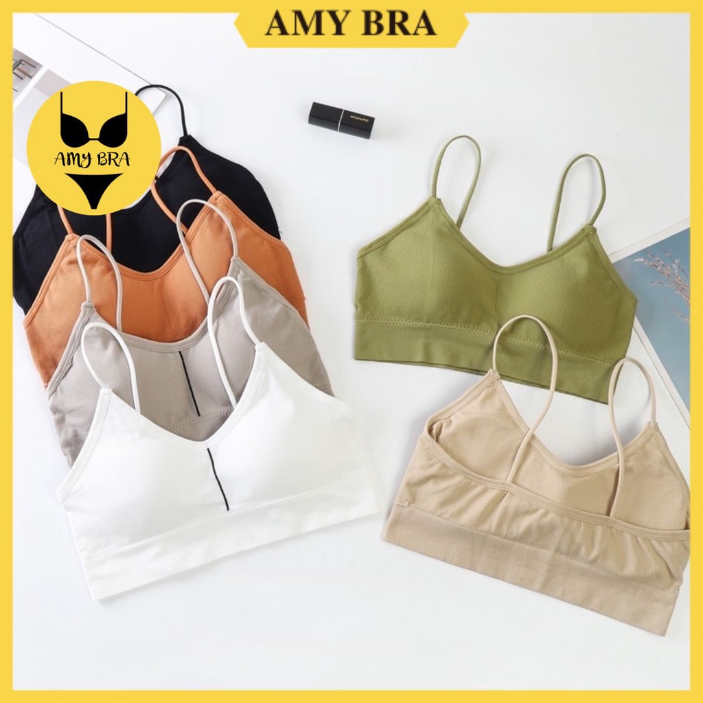 Áo Bra Nữ 2 Dây - Bra Cotton Đường Chỉ Giữa Độc Lạ Kèm Mút Mỏng - Áo Ngực Thể Thao AMYBRA B7704