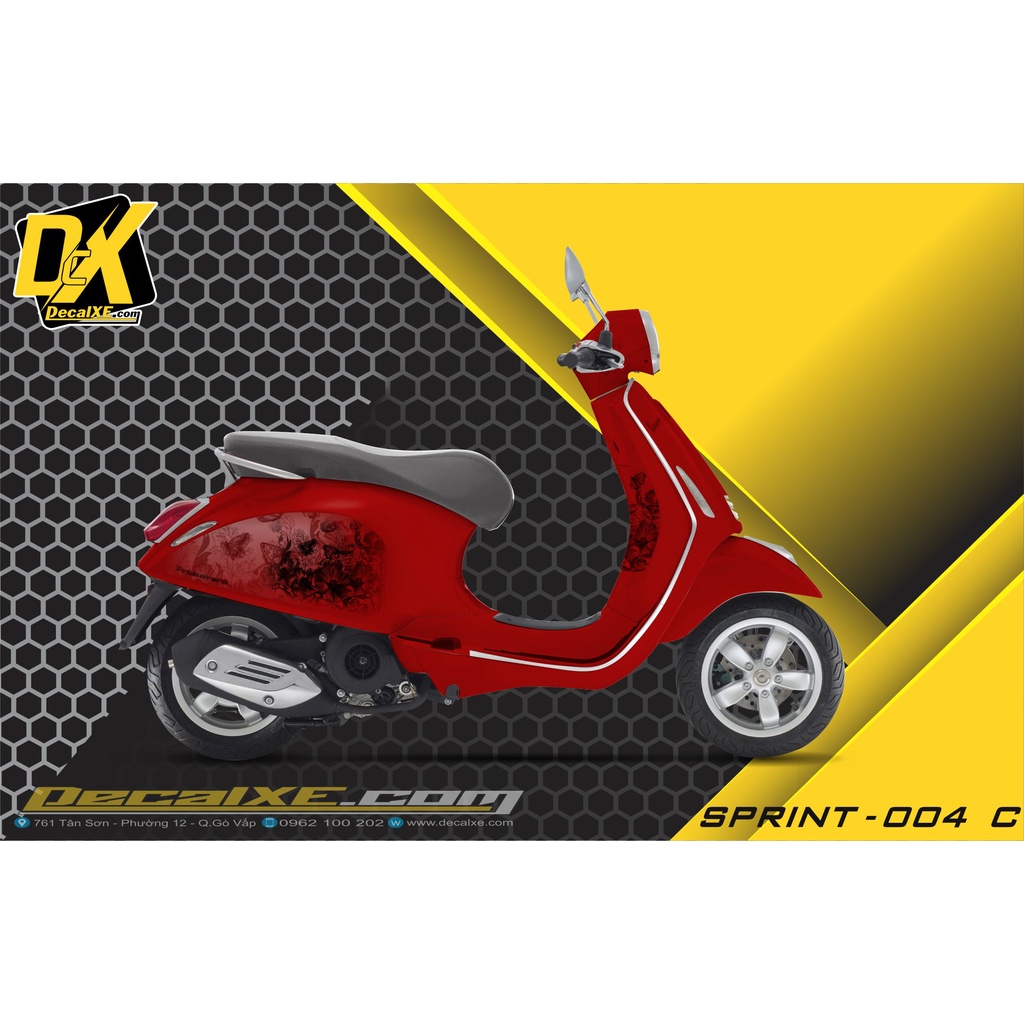 Tem dán xe VESPA SPRINT | Chất Liệu Decal Cao Cấp Chống Nước, Bền Màu, Cắt Khuôn Sẵn Dễ Dán | VESPASPRINT-004