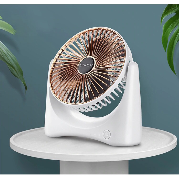 Quạt Sạc Tích Điện Để Bàn Super Fan 3 Chế Độ, Quạt Để Giường Không Gây Tiếng Ồn Sử Dụng Cổng Sạc USB Tiện Dụng