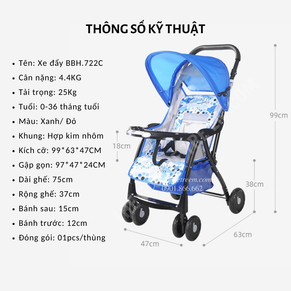 Xe đẩy cho bé gọn nhẹ Baobaohao 722C