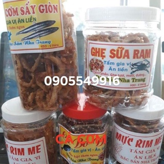 Combo 5mon:  ghẹ sữa .rim me cán .rim me con. Cá bò da sợi mè.cá cơm sấy giòn.