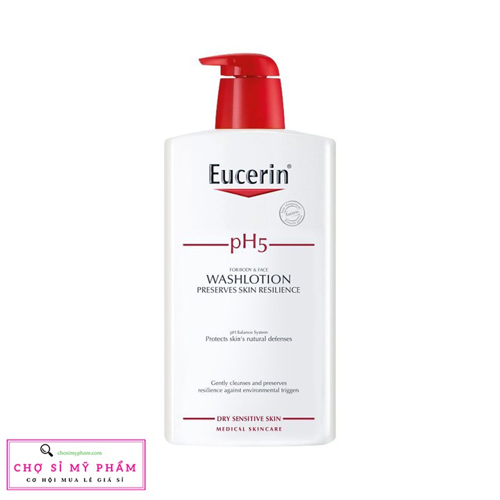 [Quà tặng] Sữa tắm dạng gel pH5, cho da nhạy cảm (có mùi) Eucerin pH5 Washlotion 1000ml