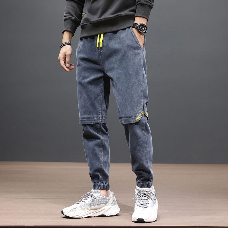 Quần Jean Dài Dáng Rộng Co Giãn Tốt Kiểu Hàn Quốc Cá Tính Cho Nam Dễ Phối Đồ