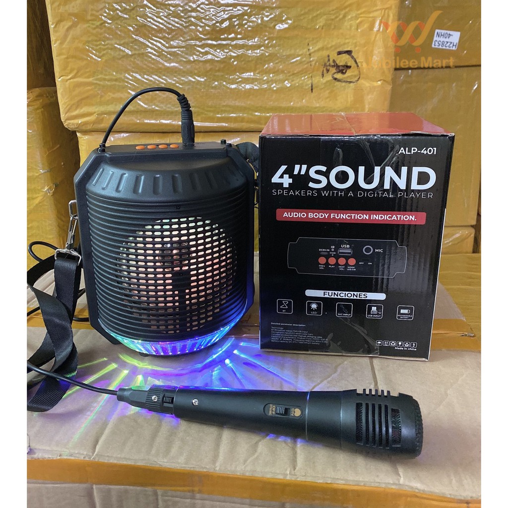 [Freeship] Loa karaoke kẹo kéo Mini Jubilee Mart kết nối bluetooth tặng kèm mic có dây, âm thanh chất lượng