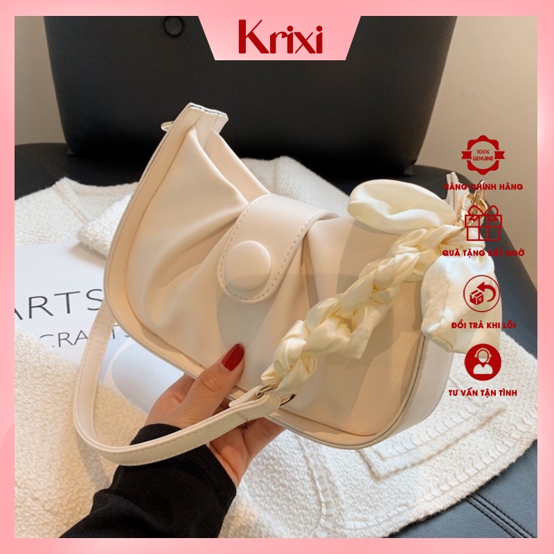 Túi xách nữ đẹp đeo chéo kẹp nách nữ đeo vai phối nơ phong cách hàn quốc đi chơi thời trang cao cấp giá rẻ - KRIXI STORE