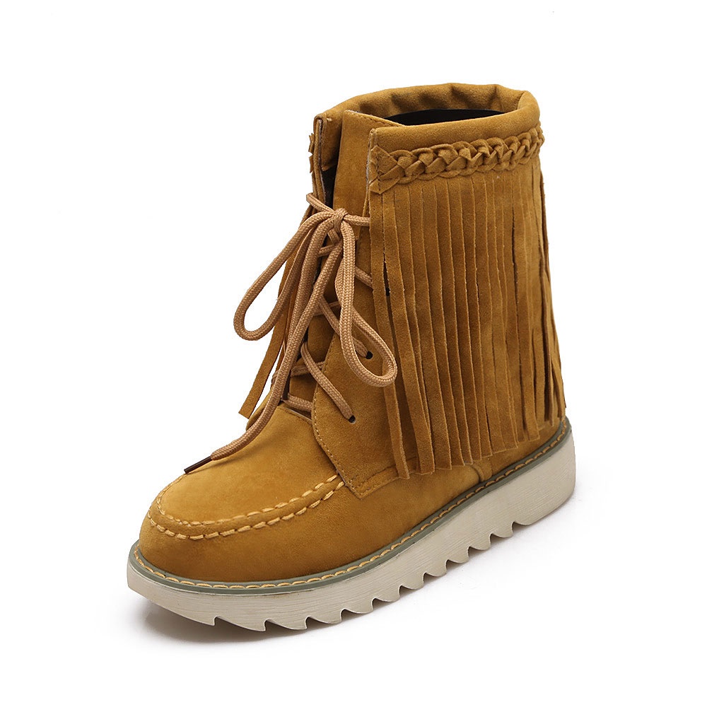 IELGY Giày Bốt Da Lộn Mũi Tròn Màu Sắc Thời Trang Cho Nữ