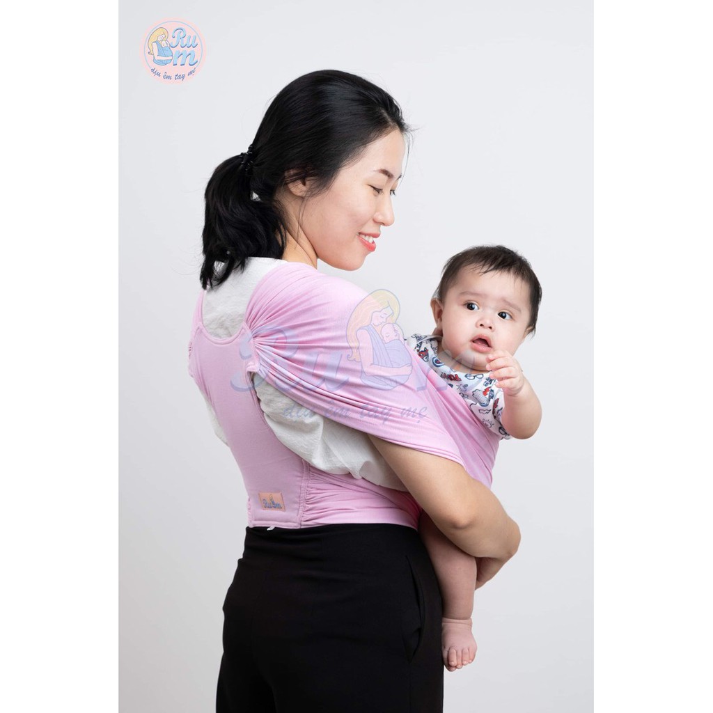 [HÀNG CÔNG TY] Địu vải em bé RUEM - Địu em bé sơ sinh - RUEM SLING - MÀU HỒNG BABY - DÒNG BASIC