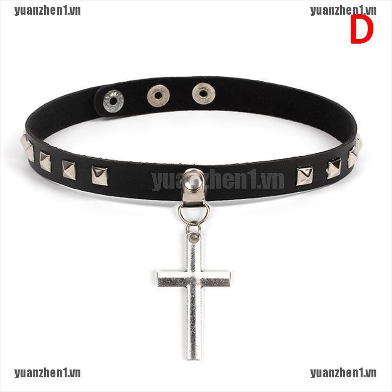 Vòng cổ Choker dây da PU phong cách Punk Gothic cá tính cho nữ