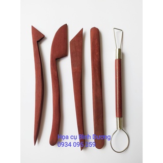Bộ dụng cụ làm đất sét cán gỗ giá rẻ – Dụng Cụ Đất Nặn Mini Modolling Tools Boxwood 5 Pcs