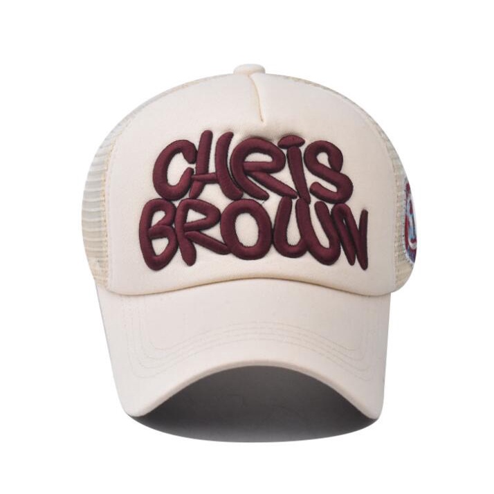 Mũ Lưỡi Trai Thể Thao Phối Lưới Thêu Họa Tiết Màu Nâu Thời Trang Cho Nam Và Nữ