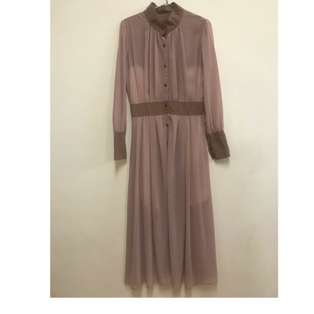 Đầm vintage phối da lộn