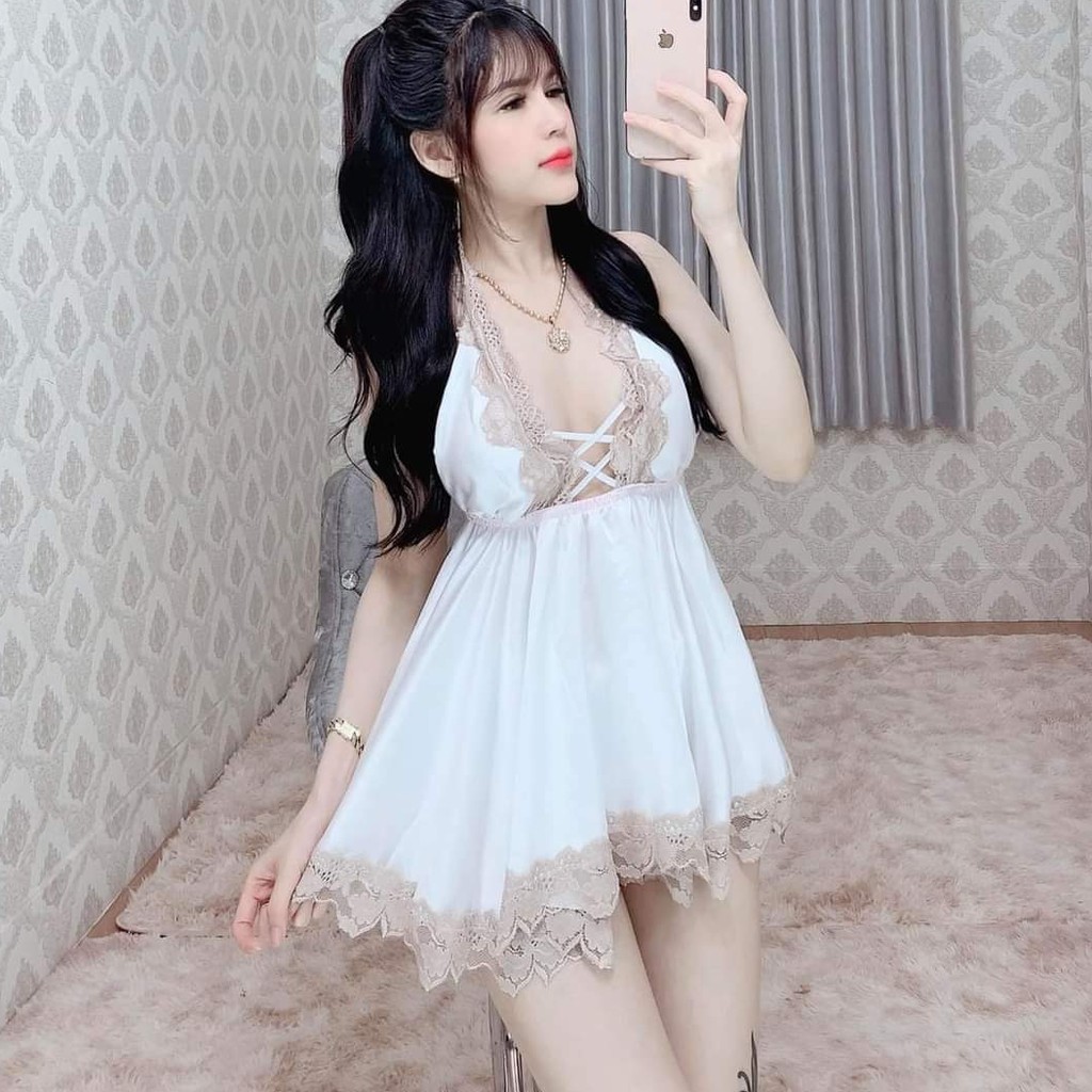 Váy ngủ sexy ❣️FREE SHIP❣️ Đầm ngủ sexy cột dây 1 Vải Satin <60kg | BigBuy360 - bigbuy360.vn