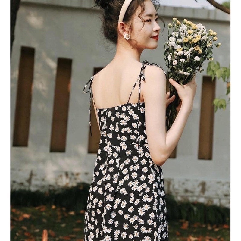 Váy hoa nhí 2 dây , đầm hoa vintage dáng dài LALY V02 | BigBuy360 - bigbuy360.vn