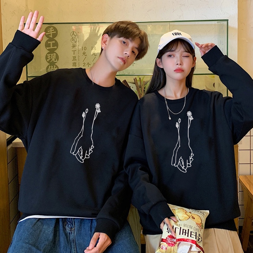 Áo nỉ nam nữ sweter , chất nỉ bông ấm in hình bàn tay tình yêu