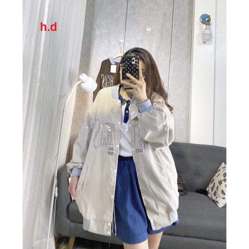 Áo khoác bomber Nhung tăm Lasvegas Hàng loại 1 cá tính Trend 2022 phong cách Hàn QuốcÁo chống nắngÁo đôi Unisex