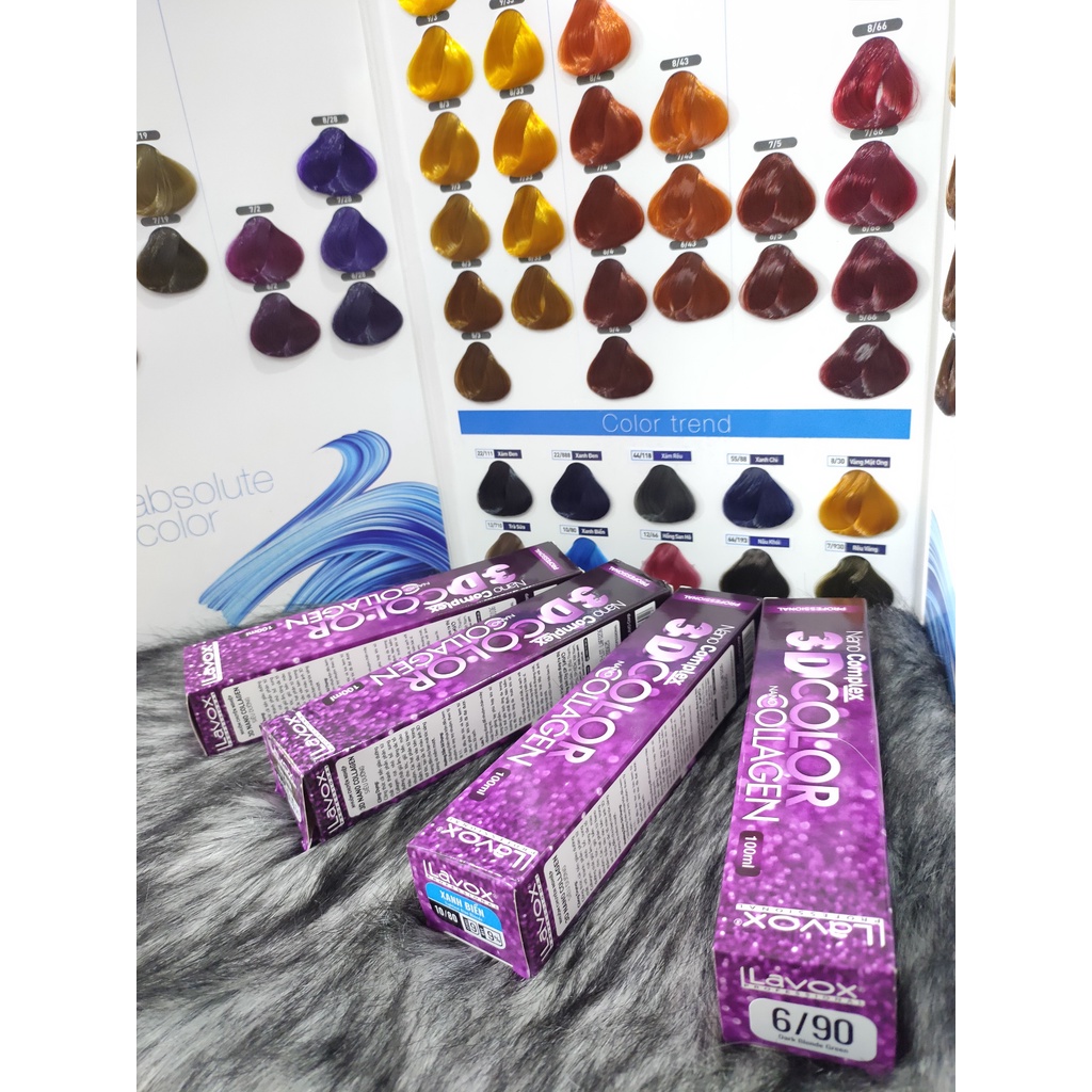 Màu nhuộm tóc Lavox thời trang  xám đen,xanh đen,xám ánh xanh, xanh chì,trà sữa