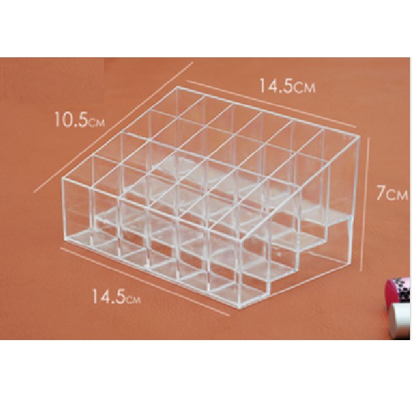 Khay đựng son, mỹ phẩm đa năng 24 ô nhựa mica siêu bền trong suốt