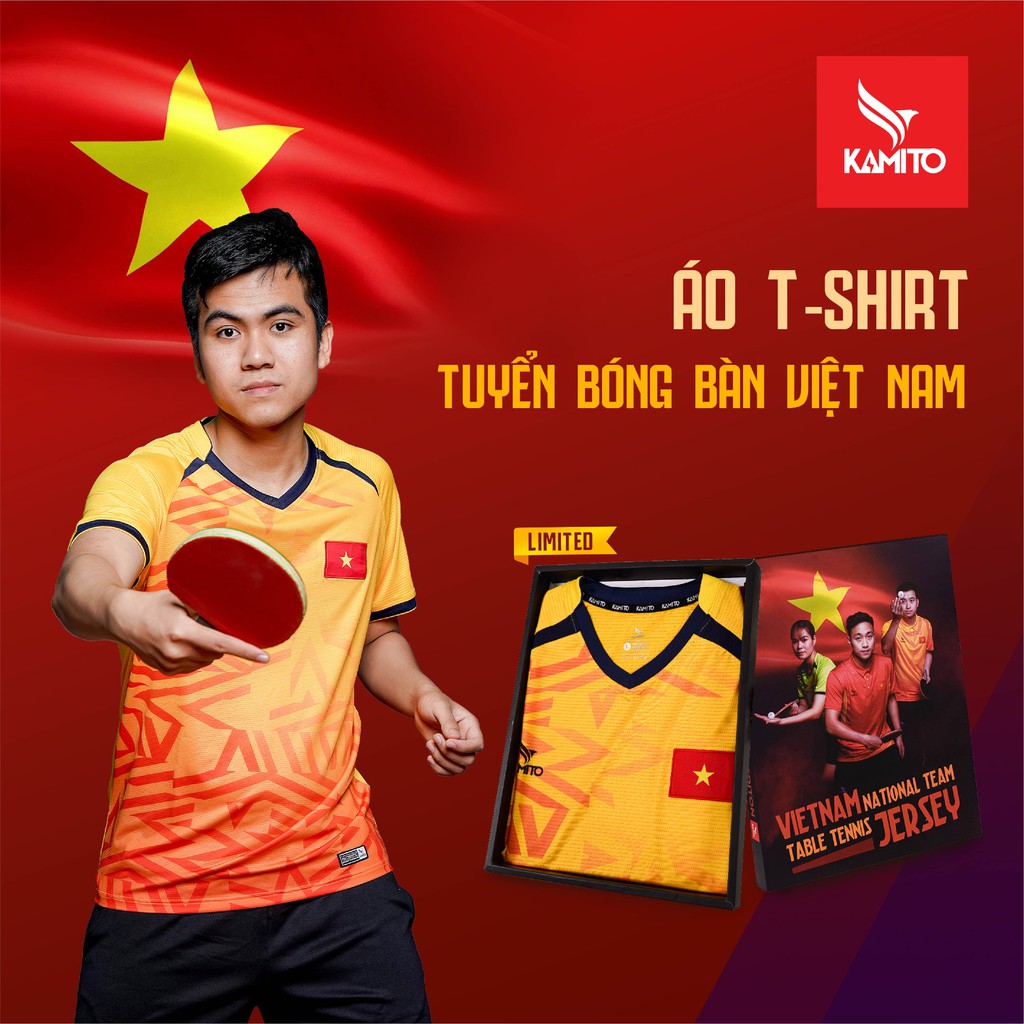 Áo Thun T-shirt Đội Tuyển Bóng Bàn KAMITO Việt Nam Bản Limited