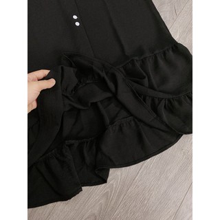 Váy suông đuôi cá mix cổ trắng gọn dáng