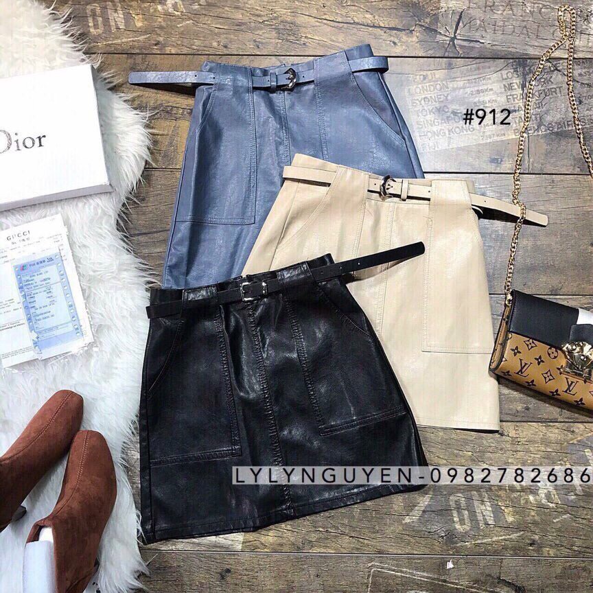 Chân váy da 2 túi hàng Quảng Châu(#8850) không kèm đai | BigBuy360 - bigbuy360.vn