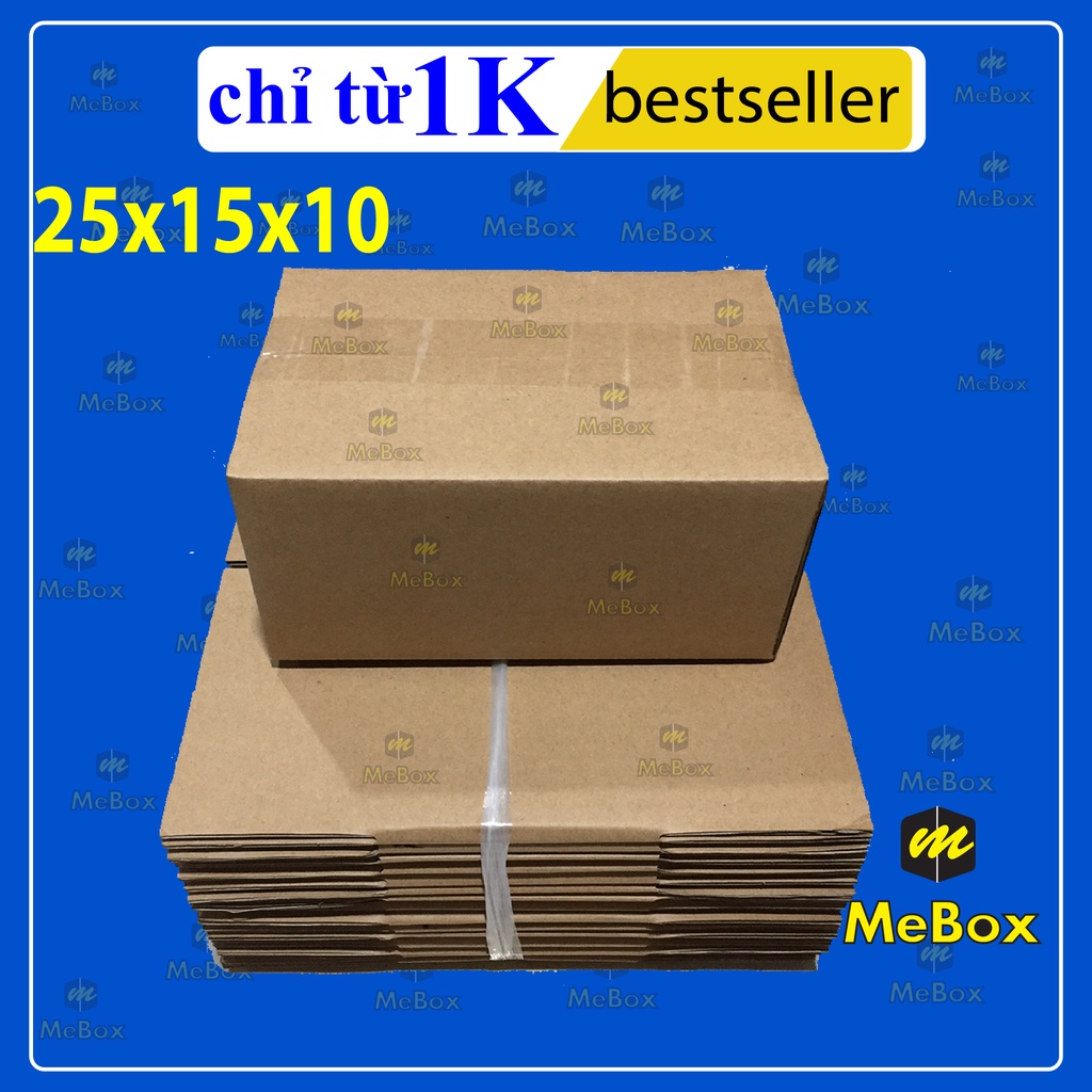 thùng hộp carton gói hàng 25x15x10 bộ 50 không in