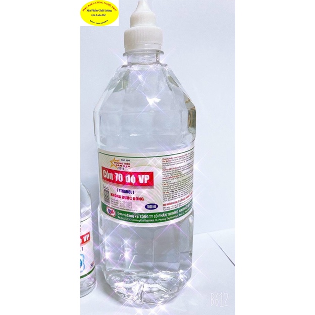 CỒN 70 ĐỘ VP Chai 1000ml Không vòi xịt Diệt khuẩn Sát trùng vết thương Bảo vệ sức khỏe Sản xuất tại Việt Nam