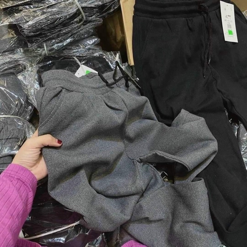 Quần Jogger Nữ Bo Gấu Nỉ Len Tăm Dây Rút Ống Bo Chun | BigBuy360 - bigbuy360.vn