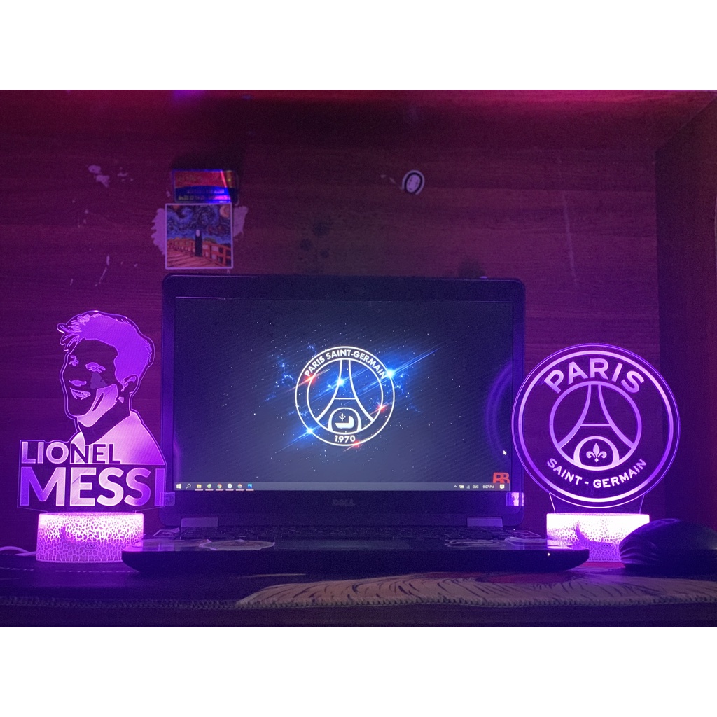 Đèn Ngủ Led 3D Logo CLB Bóng đá Paris Saint Germain  | 16 Màu + Remote | Đèn Led 3D PSG trang trí phòng n
